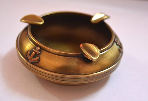 Handcarved Round Brass Antique Ashtray Nautical Inspired Cigarette Ash Holder in Saudi Arabia