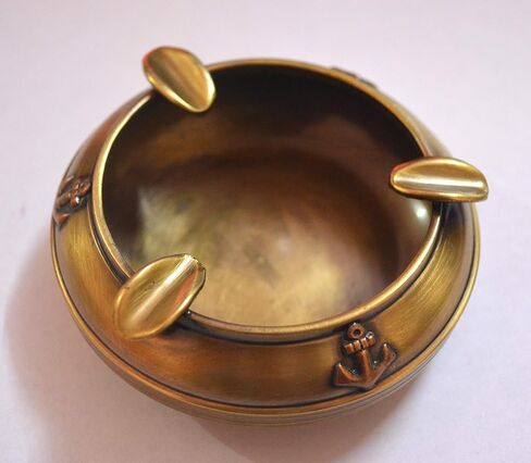 Handcarved Round Brass Antique Ashtray Nautical Inspired Cigarette Ash Holder in Saudi Arabia