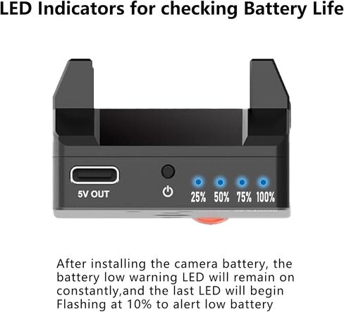 NP-F Battery Adapter Mount Plate for Wireless HDMI Transmitter and Receiver, NP-F Battery Adapter Mount Plate Compatible with Most of NP-F Battery, LED Low Battery Indicator in Kuwait