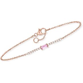 RS Pure by Ross-Simons 0.10 Carat Pink Sapphire and .11 ct. t.w. Diamond Bar Bracelet in 14kt Rose Gold. 6.5 inches