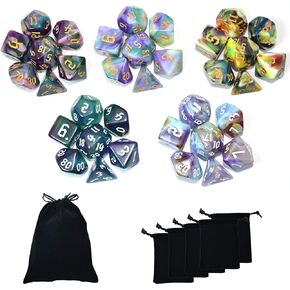 DND Dice Set-5 x 7 (35 Pieces) Polyhedral Dice Sets with Pouches for Dungeons & Dragons RPG MTG DND Roll Playing Table Game