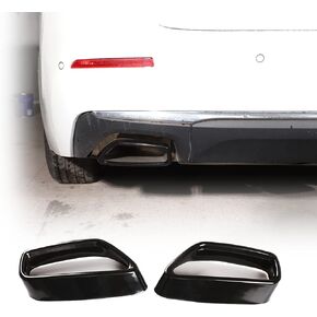 Black Stainless Steel Pipe Throat Exhaust Outputs Tail Frame Trim Cover 2Pcs For BMW 5 Series G30 G38 2018-2021 Car Accessories (Black)