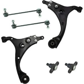 TRQ 6 Piece Suspension Kit Lower Control Arms Ball Joints Sway Bar End Links Compatible with 2010-2013 Kia Forte Forte Koup