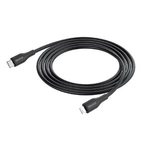 Flexible Silicone USB C to Lightning Cable, MFi Certified. 3A, 30W Fast Charging USB Power Delivery (USB PD) for iPhone 13, 12, 11, Pro, Max Mini, SE. (Black