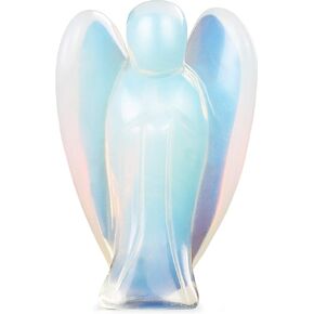 Artiststone Guardian Angel Healing Crystal تمثال 2 بوصة منحوت من الأحجار الكريمة أوباليت جيب الملاك تمثال حجر الشفاء لتزيين المنزل وغرفة المعيشة وغرفة النوم