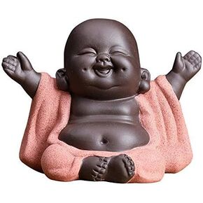Kingzhuo Ceramic Little Cute Baby Buddha Statue Monk Figurine Buddha Figurines Home Decor Creative Baby Crafts Dolls Ornaments Gift Delicate Ceramic Arts and Crafts (Purple)