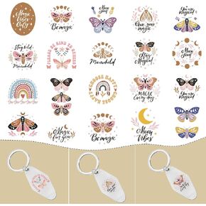 UV DTF Wrap Stickers - 8 Sheets Mama UV DTF Stickers for Motel Keychain, Mom Uvdtf Decals, Coffee Leopard Print Rainbow Rub on Transfers for Acrylic Hotel Keychain