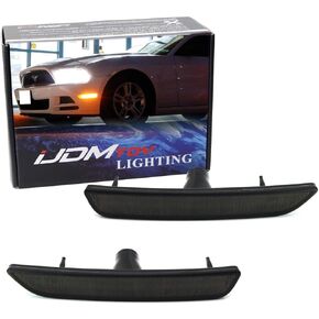 iJDMTOY عدسات مدخنة 27-SMD بيضاء كاملة مجموعة مصابيح LED جانبية، متوافقة مع المصد الأمامي Ford 2010-2014 Mustang