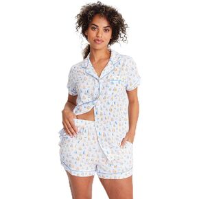 Magnetic Me Modal Short Sleeve + Short Classic Pajama Set with Magnet Closure Sleepwear for Maternity, Nursing, and Beyond