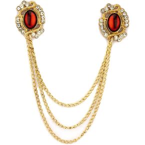 Formal Stones With Gold Sngraving Stones And Hanging Tassel Chain Hat Pin/Lapel Pin/Cap Badge Accessories for Men