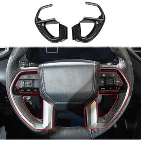 Carbon Fiber Steering Wheel Cover Molding Trims Accessories for Toyota Tundra 2022+ Sequoia 2023+