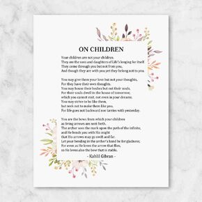 On Children Poem Art Print, Kids Quote, The Prophet Print, On Children, Home Wall Art, Art Paper, Book Page Art, UNFRAMED, 8x10 inch