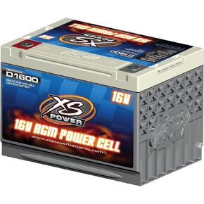 XS Power D1600 AGM Series 2400 Max Amp 675 Cranking Amp 16V Battery with 3/8" Stud Adapter and 10.25" Hardware