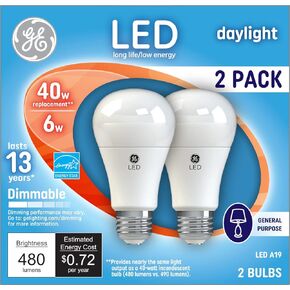 GE LED Light Bulbs, 60 Watt, Daylight, A19 (20 Pack)