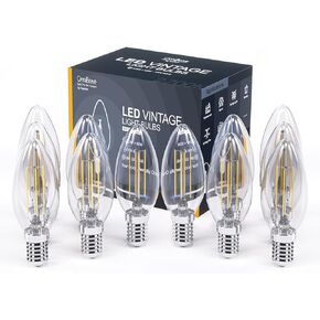 مصابيح إضاءة LED كروية، قاعدة شمعدان E12، ما يعادل 40 وات، مصابيح زخرفية بديلة G16.5 للثريا، الغرور، مروحة السقف، لمبة E12 قابلة للتعتيم، 2700 كلفن، CRI95، مدرج في قائمة UL، 6/حزمة