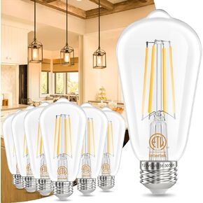 Vintage LED Edison Bulbs, winshine Light Bulbs 60 Watt Equivalent 5000K Daylight, E26 Standard Base 6W Style ST58 Filament Clear Light Bulbs for Chandelier & Outdoor, CRI85+ 700 LM Non-dimmable 6 Pack