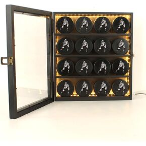 حامل قرص الهوكي، حافظة عرض قرص الهوكي مع قفل أمان مطلي بالذهب الشفاف للحماية من الأشعة فوق البنفسجية، شريط مضاء (قرص الهوكي غير متضمن) in Kuwait