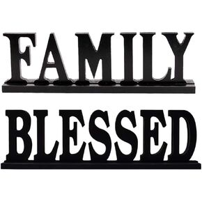 Wood Blessed Sign Decor Standing Cutout Word Decorative Table Sign for Home Decor (Blessed)