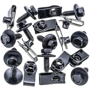 Rexka 10 Sets M8-1.25 X 25mm Body Bolts & Extruded U Nuts Kit for GM Ford Chrysler - Multipurpose - Bumper Fender Engine Hood Shield Panel - 11503619 11500661 11503317 11516150 N623343-S2 N623343-S100