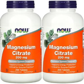 NOW Foods - Magnesium Citrate 200 mg 250 tabs (Pack of 2)