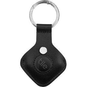 Compatible with Tile Mate Case, Microfiber Leather Tile Mate Holder Tracker Protective Cover with Key Ring for Tile Mate 2022/2020 / 2018/2016, 1 Pack (Black)