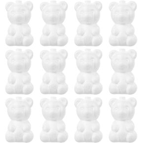 SEWACC 20pcs Foam Bear Blank White DIY Foam Bear Mould Scultpture Modelling Polystyrene Bear Shape Mould Craft Bear for Party Decorations Floral Arrangement 7.5cm