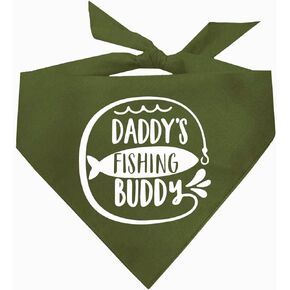 Daddy's Fishing Buddy Dog Bandana (Military Green, OS 236)