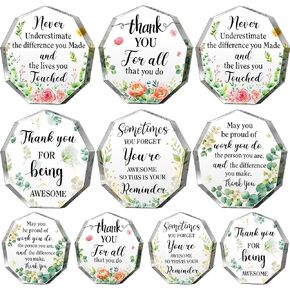 10 Pcs 5 Styles Thank You Gift Inspirational Gifts 3.54in Acrylic Award Plaque Personalized Coworker Gift Office Employee Appreciation Gifts for Women Men Friends Teacher Nurses Doctor Family Member