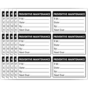 Top label Preventative Maintenance Stickers,3x2 Inch Adhesive Vinyl Labels,200 Pcs Per Pack