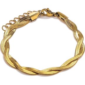 Jude Jewelers Stainless Steel Braided Double Layers Snake Chain Strand Bracelet