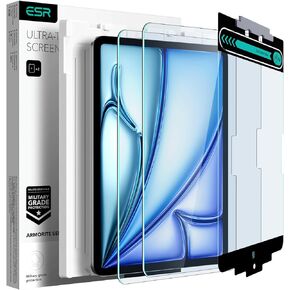ESR 2 Pack Armorite Screen Protector for iPad Air 11 Inch (2024), Tempered-Glass Film with Easy Application Tray, Military-Grade Protection, Scratch Resistant, HD Clarity