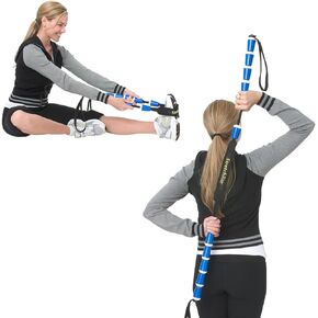 Prostretch StretchRite Physical Therapy Full Body Stretching Strap with Grip Handles for Sore and Tight Muscles, Includes Coaching Guide, Blue/White