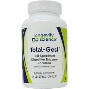 Longevity Science: Total Gest Full Spectrum Digestive Enzyme Formula 90 Vegetarian Capsules
