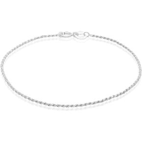 SEA OF ICE 925 Sterling Silver 1mm Italy Rope Chain Anklet for Women Girls, Size 9", 10", 11"