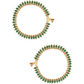 خلخال زفاف هندي مطلي بالذهب ومرصع بأحجار بوليوود من I Jewels قابل للتعديل/بايال للفتيات والنساء