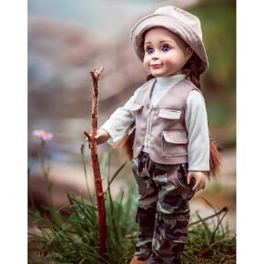 The Queen's Treasures 18 Inch Doll Clothes & Accessories, 4 Pc Fishing Outfit with Pants, Hat, Vest & Shirt, Compatible for Use with American Girl Dolls, Doll NOT Included