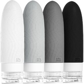 Morfone Silicone Travel Bottles for Toiletries, TSA Approved Travel Size Containers 3oz, Leakproof BPA Free Refillable Travel Accessories Kits for Shampoo Conditioner Lotion Liquids, Black and White in Kuwait