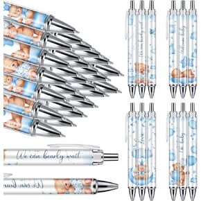 Chuangdi 48 Pcs Baby Shower Ballpoint Pens Favors Bulk Retractable Ballpoint Black Ink Pens with Stylus Tip Baby Shower Gifts for Guests Prizes Office School Teacher Supply(Woodland Animal)
