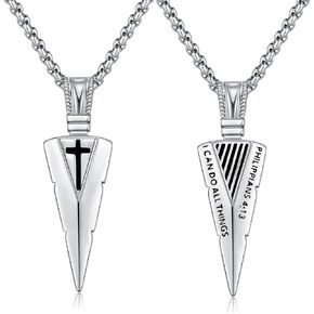 قلادة رأس السهم من الفضة الإسترليني قلادة نقطة الحربة أستطيع أن أفعل كل الأشياء الفلبينيين 4:13 قلادة نقطة الرمح للرجال هدية للأولاد والرجال in Kuwait