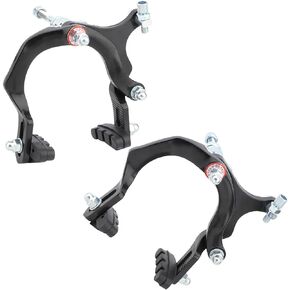 1 Pairs Bicycle Brakes C Brake Arm Bicycle Rim Brake Sets Front and Rear V-Brake Bike Brakes Caliper Brake Kit Black Aluminum Alloy for Mountain Road Bike Accessory (Black)