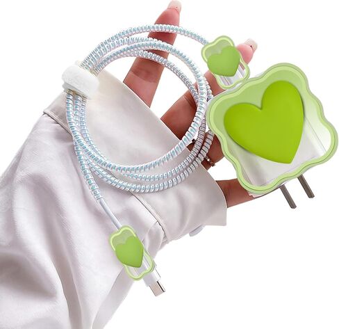 CameCosy Cute Waves DIY Cable Protector for iPhone Charger,Kawaii 3D Love Heart Design,Data Cable USB Charger Data Line Phone Wire Saver Protector for iPhone 11 12 13 14 Pro Max XS XR X 7 8 Plus-Pink in Kuwait