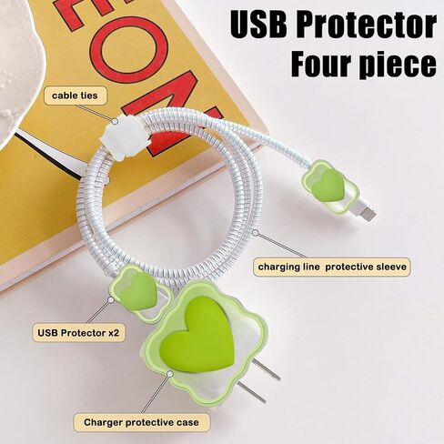 CameCosy Cute Waves DIY Cable Protector for iPhone Charger,Kawaii 3D Love Heart Design,Data Cable USB Charger Data Line Phone Wire Saver Protector for iPhone 11 12 13 14 Pro Max XS XR X 7 8 Plus-Pink in Kuwait