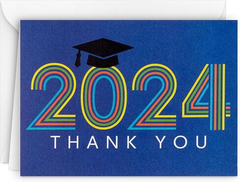 Hallmark Graduation Thank You Cards Bulk, Class of 2024, Retro Blue (40 Thank You Notes with Envelopes) in Saudi Arabia