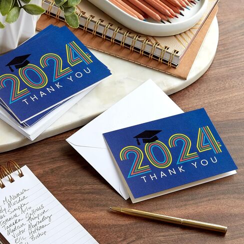 Hallmark Graduation Thank You Cards Bulk, Class of 2024, Retro Blue (40 Thank You Notes with Envelopes) in Saudi Arabia