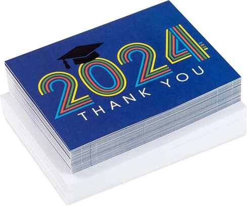 Hallmark Graduation Thank You Cards Bulk, Class of 2024, Retro Blue (40 Thank You Notes with Envelopes) in Saudi Arabia