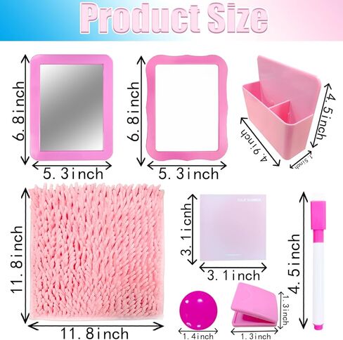 10Pcs Locker Set with Dry Erase Board Fur Rug Carpet Marker Sticky Note Locker Accessories Set Decoration for School Lockers Decoration (Pink) in Kuwait