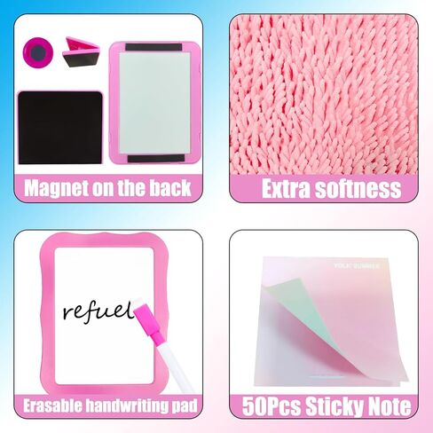 10Pcs Locker Set with Dry Erase Board Fur Rug Carpet Marker Sticky Note Locker Accessories Set Decoration for School Lockers Decoration (Pink) in Kuwait