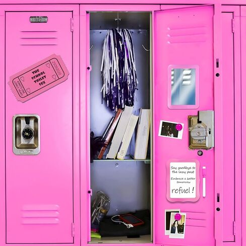 10Pcs Locker Set with Dry Erase Board Fur Rug Carpet Marker Sticky Note Locker Accessories Set Decoration for School Lockers Decoration (Pink) in Kuwait