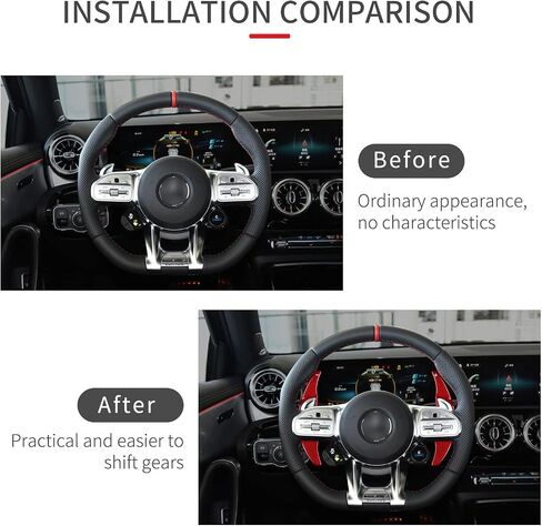 تمديد مجداف الألياف الزجاجية متوافق مع مرسيدس بنز AMG W205 E63 W213 A45 GLS CLA GLC C43 C63 S G63 ملحقات مجاذيف تحويل التوجيه تناسب بنز 2022 2023 2024، أحمر in Kuwait