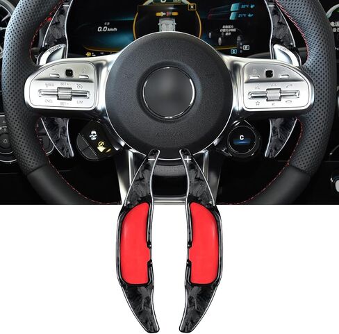 تمديد مجداف الألياف الزجاجية متوافق مع مرسيدس بنز AMG W205 E63 W213 A45 GLS CLA GLC C43 C63 S G63 ملحقات مجاذيف تحويل التوجيه تناسب بنز 2022 2023 2024، أحمر in Kuwait